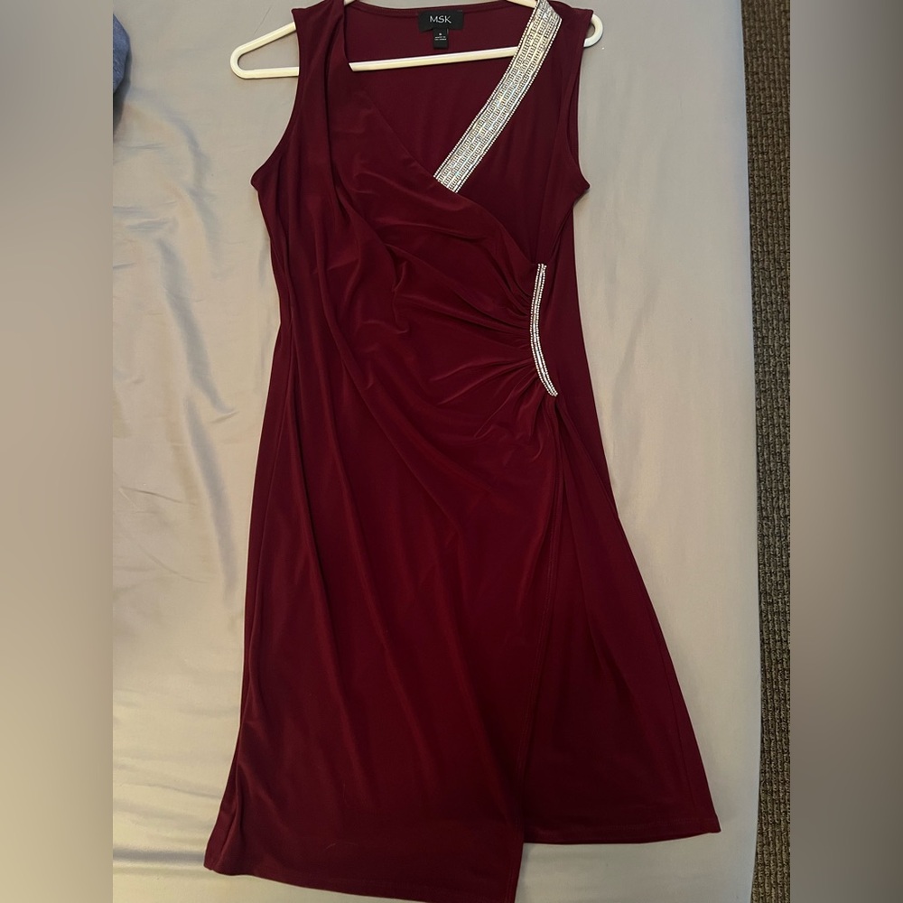 Elegant Burgundy Dress with Embellishments